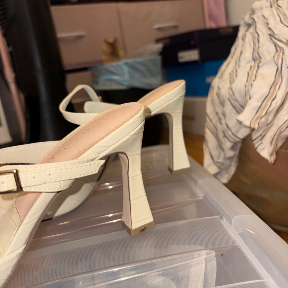 Elegant Cream Women's Heeled Mules - Picture 6 of 8